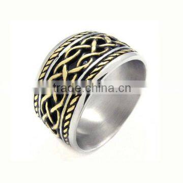 Black epoxy chain pattern design casting rings jewelry ring silver ring stainless steel ring factory manufacturer sale (LR9006)