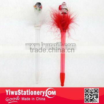 popular multi characters hand craft feather christmas pen