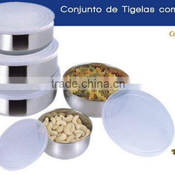 Stainless Steel Bowl With Plastic Lid / Storage Bowl / Round Bowl Set / Conjunto de Tigelas com Tampa