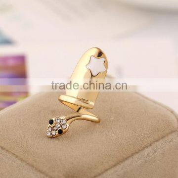 >>>2015 New Hot Sale Women Nails Rings European Style Popular Stylish Crystal Snake Nail Ring