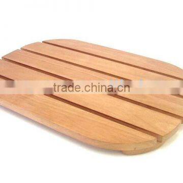 Wooden Bathroom Mat Bed Foot Board with Rounded Rectanglar Shape and Non-Slip Rubber Feet on the Bottom for Bathroom and Bedroom