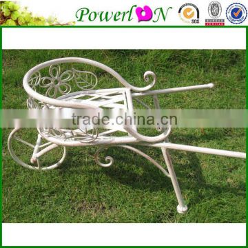 Discounted Unique Design Elegant Wrough Iron Barrow Shape Plant Pot For Patio Garden Backyard I24M TS05 G00 X00 PL08-5076