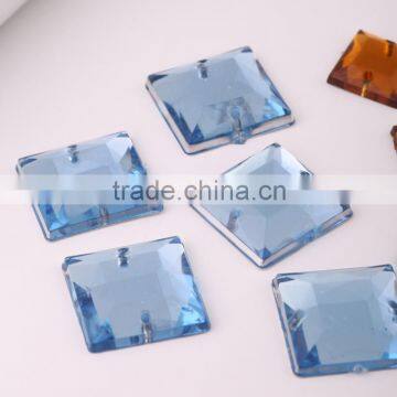 Super shining 14mm plastic single cut square shaped stone for dancing dress