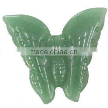 40mm butterfly green aventurine gemstone loose pendant