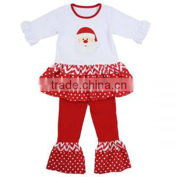 Baby clothes factory 2016 Christmas clothes long sleeve dress & ruffle pants set fall toddler set