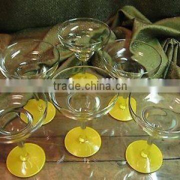 Hand Blown Yellow Foot Margarita Glass Set