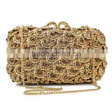 Gold Crystal Rhinestone Elegant Wedding Diamante Ladies Clutch Evening Bag (88161A-GG) photo-3