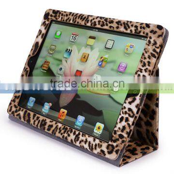 Brown / Leopard Animal Print Premium PU Leather Protective Skin Smart Stand Case Cover Wallet Folio for Apple iPad 3