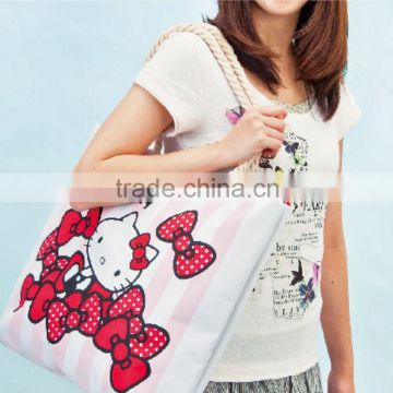 washable custom design canvas hello Kitty tote bag