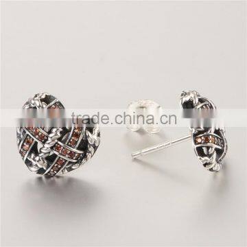 Latest Artificial Sterling Knot Earrings With Red Zircon For Sale photo-2