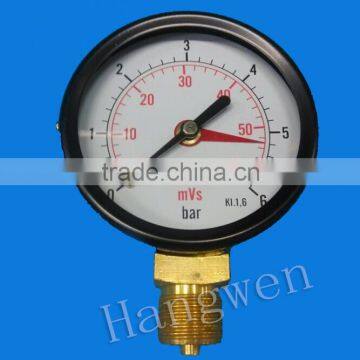 Black Steel Housing 80mm Bottom Pressure Gauge