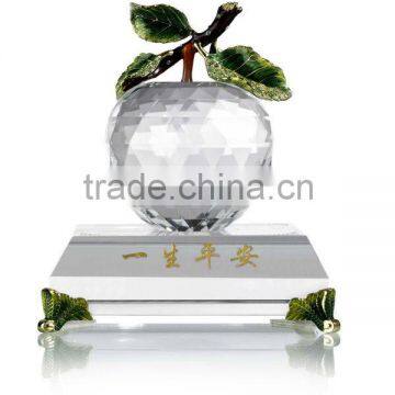 RORO Life of Peace Crystal Glass Apple Shape Enamel Decorative Article for Home Decoration Christmas Gift and Craft