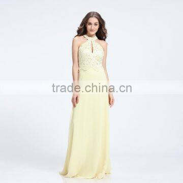 2016 Hot sale halter elegant special manual nail bead evening dress
