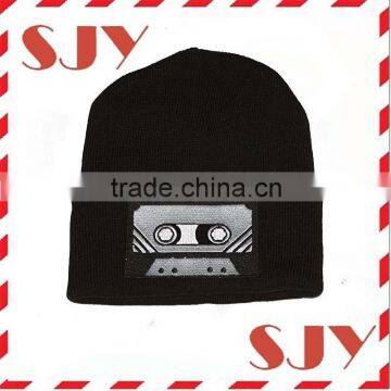 Fold Up Men's Beanie Hat Embroidery Winter Warm Hat