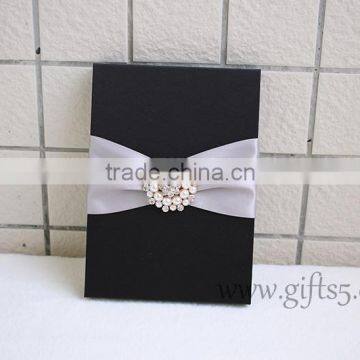 Graceful Black Silk Wedding Packaging Box for Invitation Cards photo-6