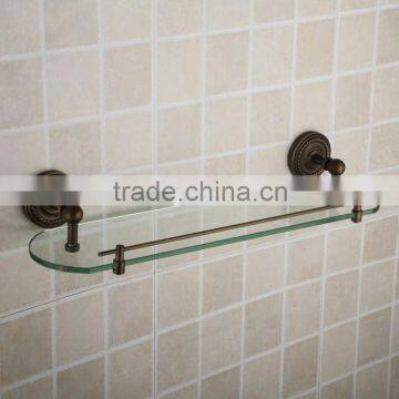 Antique Single Glass Shelf Brass Made Base Towel Shelf Double-deck Space Towel Rack for Bathroom Accessories