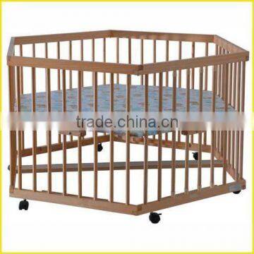 CE standard baby wooden bed wooden rail playard