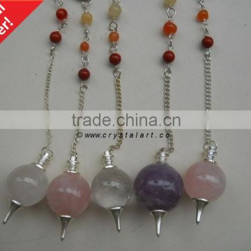 GEMSTONE CHAKRA CHAIN WITH BRASS POINT PENDULUM