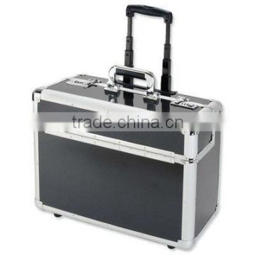 Trolley Pilot Case Laptop Compartment 2 Locks Silver-Carbon Aluminium