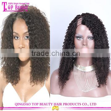 Wholesale Cheap Indian Virgin Human Hair U Part Wigs Kinky Curly U Part Wig For Black Woman