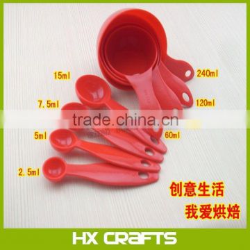 New-style 8pcs/set Plastic Red Measuring cup and Measuring Spoon