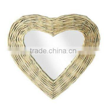 new design natural heart shape willow mirror for Christmas