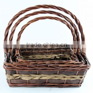 s/3 wicker basket with handle