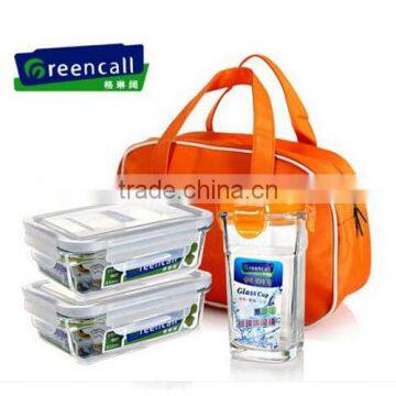Microwave Safe Round Borosilicate Glass Transparent Food Container Set 3pcs