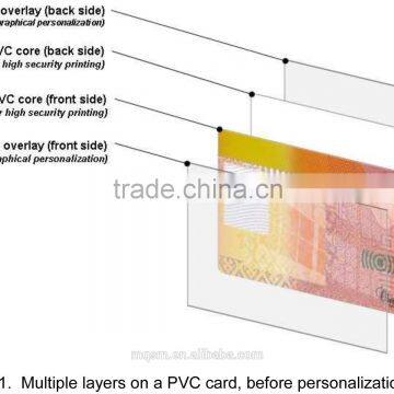 Meiqing/PVC card making supplies/Gold PVC core/PVC gold inkjet core sheet/50 PCs/0.3mm/One side printable/laminated card