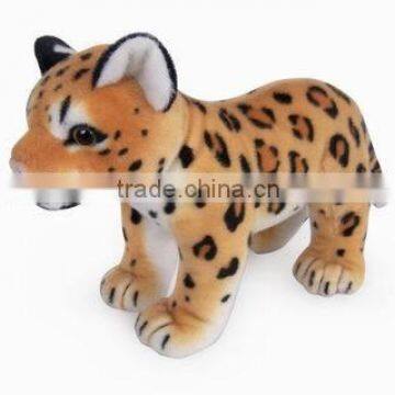 factory wholesale realistic plush toys standing brown leopard stuffed plush jungle animal toy super soft plush brown leopard