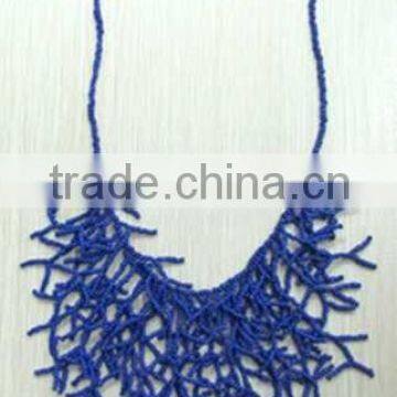 Pretty steps 2015 latest china Unique fancy necklace design blue coral flower pendant necklace