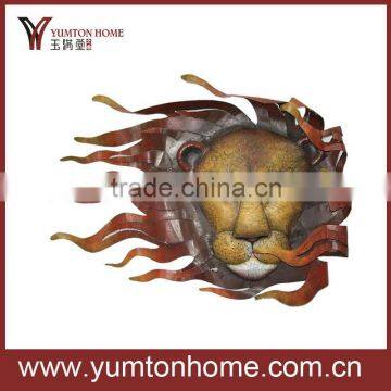 Metal lion head wall art sculpture