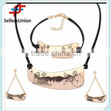 No.1 Yiwu Exporting Commission Agent Wanted Fancy Designed Necklace and Bracelet and Earrings Jewelery Set With Leather Chain photo-4