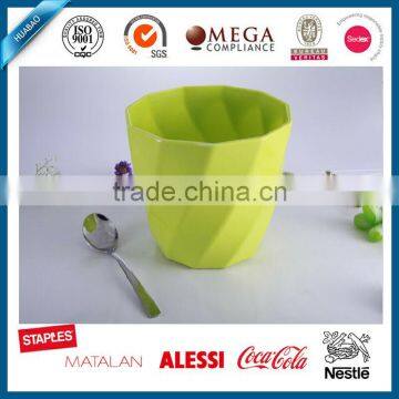 Round plastic melamine cup shape flower pots with custom design decal,plastic garden pots
