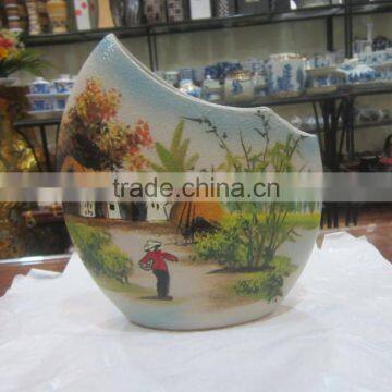 Ceramic Vase with Painted Landscapes / painting art