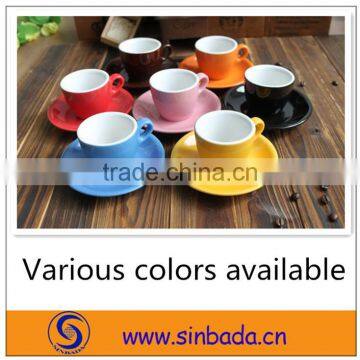 ceramic cup and saucer with glazed color