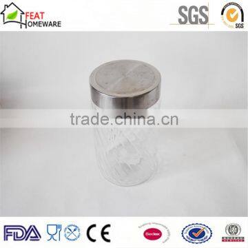 Wholesale high quality glass jar glass food storage pot with metal cap