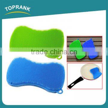 Toprank Hot Selling Heat Resistant Colourful Kitchen Cleaning Brush Pot Pan Dish Bowl Wash Scrubber Pad Silicone Dish Brush