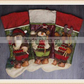 3pcs/Set Christmas Decoration Stocking Santa Claus Socks Candy Bag Children Gift