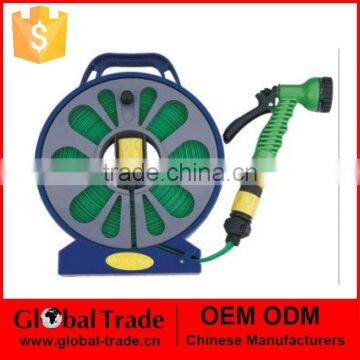 50ft Flat Garden Hose Pipe & Reel With Spray Nozzle Gun Outdoor Watering Hose 15M 550004