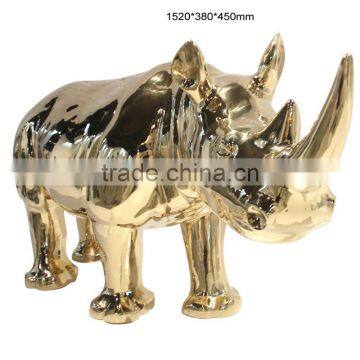 Stainless steel golden animal statue modern art sculpture