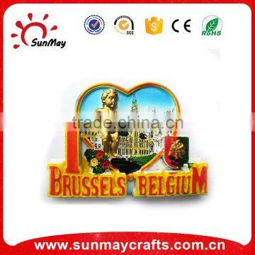 Oem hot sale 3d polyresin brussels souvenirs fridge magnet for sale