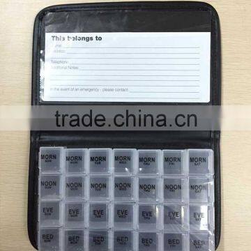 28 Transparent or Colorful Compartment Notebook Type Pill Box, PU Leather Pill Cases Pill Boxes photo-3