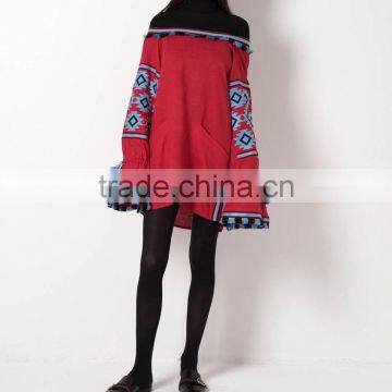 Ukrainian Vyshyvanka Off-The-Shoulder Tunic Linen Mexican Hand Embroidered Dresses Wholesale Names Of Ladies Dress 2016 HSD5664 photo-4