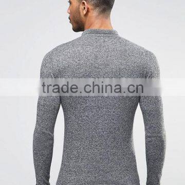 2016 New Design OEM Custom Long Sleeve Button Placket Men's 100% Cotton Knit 200g Casual Tight Skinny Slim Fit Grey Polo Shirt photo-2