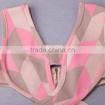 2015 New Fashion 2 Piece Set Knee Length Jacquard Rayon Bodycon HL Bandage Dress Cocktail Party Dress photo-6