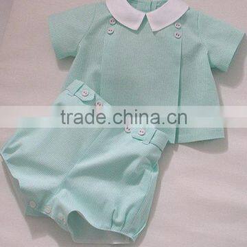 Wholesale Kids Short Sleeve Oxford Stripes Spanish Baby Clothes Sets photo-2