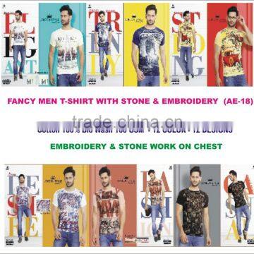 NEW DESIGNER WEAR T-SHIRT WITH EMBORIDERY & STONE WORK FOR MEN
