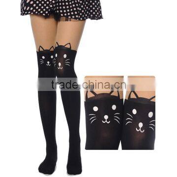 Cat Tower Tattoo Socks Sheer Pantyhose Girls Sexy Foot Stockings18842 photo-2