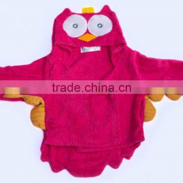 Owl hooded bathrobe and towel,cheap cotton thick bathrobe baby